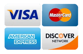 We accept Visa, Mastercard, American Express and Discover